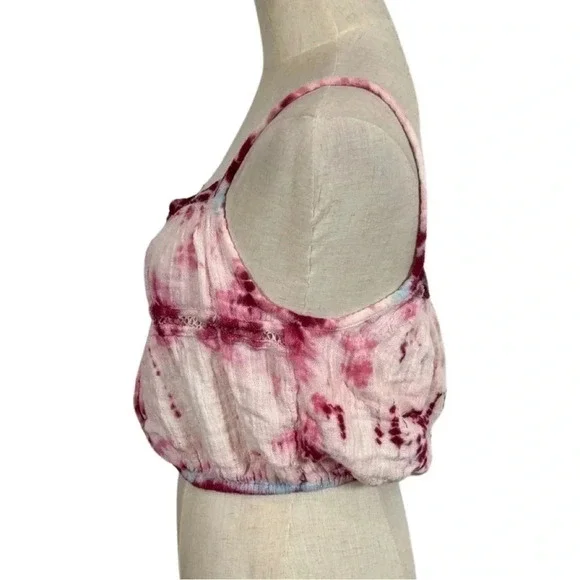 Jen's Pirate Booty Tie-Dye Crop Gauze Crochet Cami Top - Picture 3 of 5